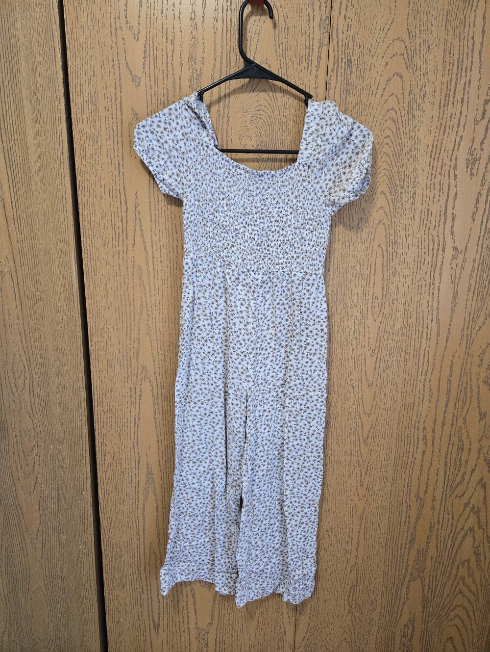White Floral Puff Sleeve Jumpsuit